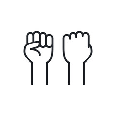 Fist raised up, strong arm line icon. Outline style sign for web and app. Fist hand up gesture vector illustration on white background. Power, solidarity and freedom concept. EPS 10