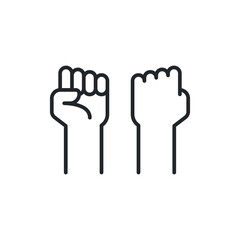 Fist raised up, strong arm line icon. Outline style sign for web and app. Fist hand up gesture vector illustration on white background. Power, solidarity and freedom concept. EPS 10