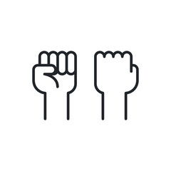 Fist raised up, strong arm line icon. Outline style sign for web and app. Fist hand up gesture vector illustration on white background. Power, solidarity and freedom concept. EPS 10