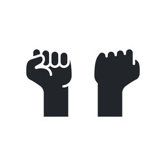 Fist raised up, strong arm glyph icon. Solid style sign for web and app. Fist hand up gesture vector illustration on white background. Power, solidarity and freedom concept. EPS 10
