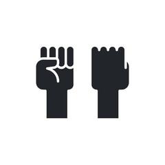 Fist raised up, strong arm glyph icon. Solid style sign for web and app. Fist hand up gesture vector illustration on white background. Power, solidarity and freedom concept. EPS 10