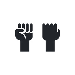 Fist raised up, strong arm glyph icon. Solid style sign for web and app. Fist hand up gesture vector illustration on white background. Power, solidarity and freedom concept. EPS 10
