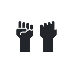 Fist raised up, strong arm glyph icon. Solid style sign for web and app. Fist hand up gesture vector illustration on white background. Power, solidarity and freedom concept. EPS 10