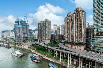 Fototapeta premium Aerial photography mountain city Chongqing