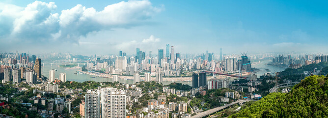 Fototapeta premium Aerial photography mountain city Chongqing