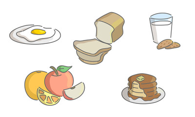 Breakfast food illustration set