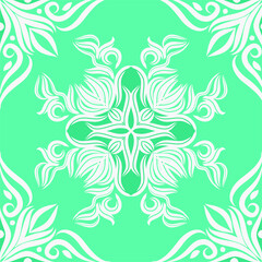 flower pattern for scarf and textile print. Silk scarf design. vector background, green color scarf design