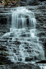 Silky water of little Wadsworth Falls in Middlefield, Connecticut.