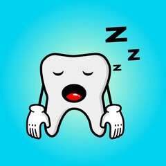 cute teeth cartoon mascot character