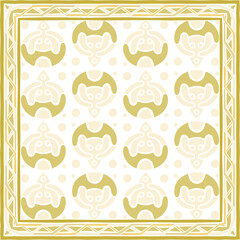 Silk scarf with apple blossom. Abstract seamless vector pattern with hand drawn floral elements.brown color