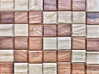 Old light color wood block wall for seamless wood background and texture.