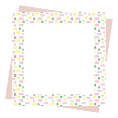 レンガ模様のスクエア型フレーム　ピンク