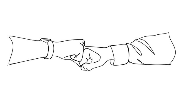 Fist bump, handshake - Continuous one line drawing