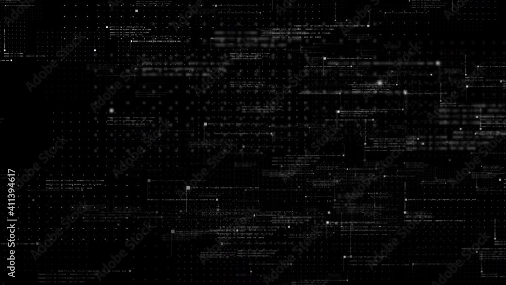 Aufkleber Futuristic simulation of 5G network concept, artificial intelligence quantum physic matrix particles deep learning performing analytic computational head up display loop background with alpha channel