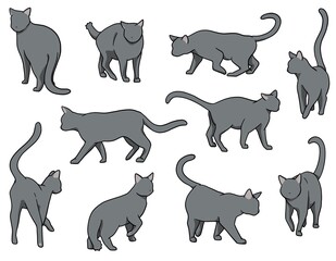 おさんぽ猫　グレーセット