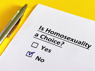 Questionnaire about sexual orientation