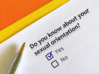 Questionnaire about sexual orientation