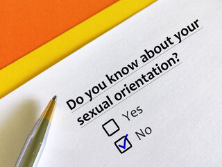 Questionnaire about sexual orientation