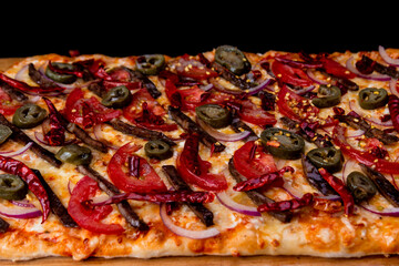 Wood fired pizza oven food