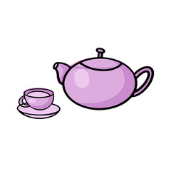 Cup with tea, coffee hand drawn outline doodle icon.