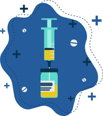 Covid-19 coronavirus vaccine. Syringe and ampoule with a vaccine. Coronavirus treatment and prevention.