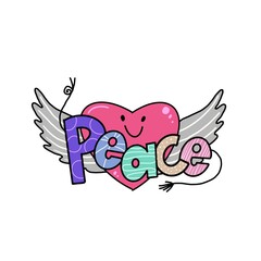 Peace word heart doodle