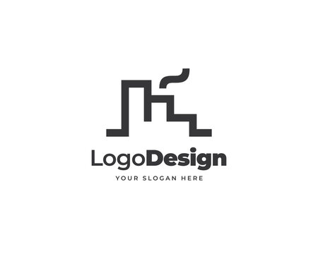 Letter F factory logo vector. Modern building logo design