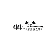 AA Initial handwriting logo template vector