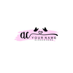 AC Initial handwriting logo template vector