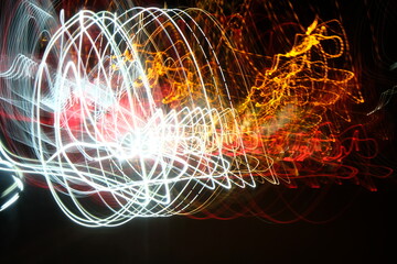 Lights in motion at night as an abstract background.