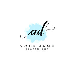 AD Initial handwriting logo template vector