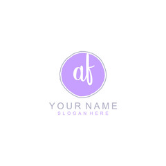 AF Initial handwriting logo template vector