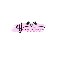 AJ Initial handwriting logo template vector