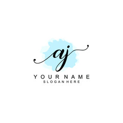 AJ Initial handwriting logo template vector