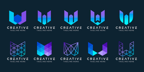 abstract initials W logo template. icons for business of fashion, sport, technology, simple.
