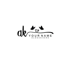 AK Initial handwriting logo template vector