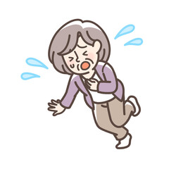 つまずくおばあさん