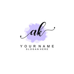 AK Initial handwriting logo template vector