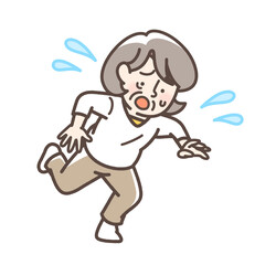 つまずくおばあさん