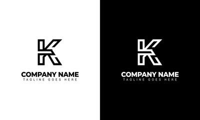 Unique modern geometric creative elegant letter K logo template. Vector icon