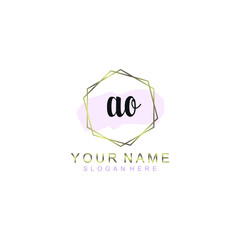 AO Initial handwriting logo template vector