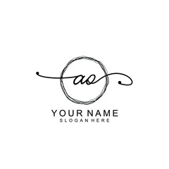 AO Initial handwriting logo template vector