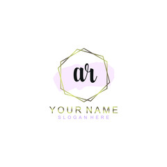 AR Initial handwriting logo template vector