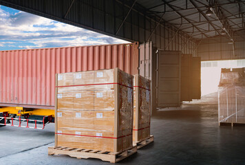 Cargo shipment loading for truck. Freight truck for delivery service. Logistics and transportation....