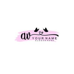 AV Initial handwriting logo template vector