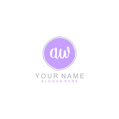 AW Initial handwriting logo template vector