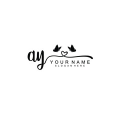 Fototapeta na wymiar AY Initial handwriting logo template vector
