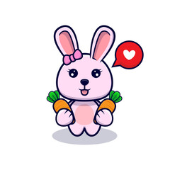 Cute bunny girl holding carrot design icon illustration