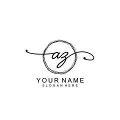 AZ Initial handwriting logo template vector