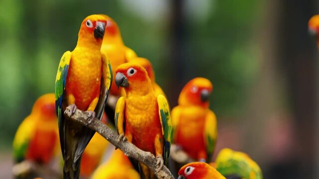 Little Parrot colorful bird, (White Eye-ring), Fischer Lovebirds, Video Clip stock footage.